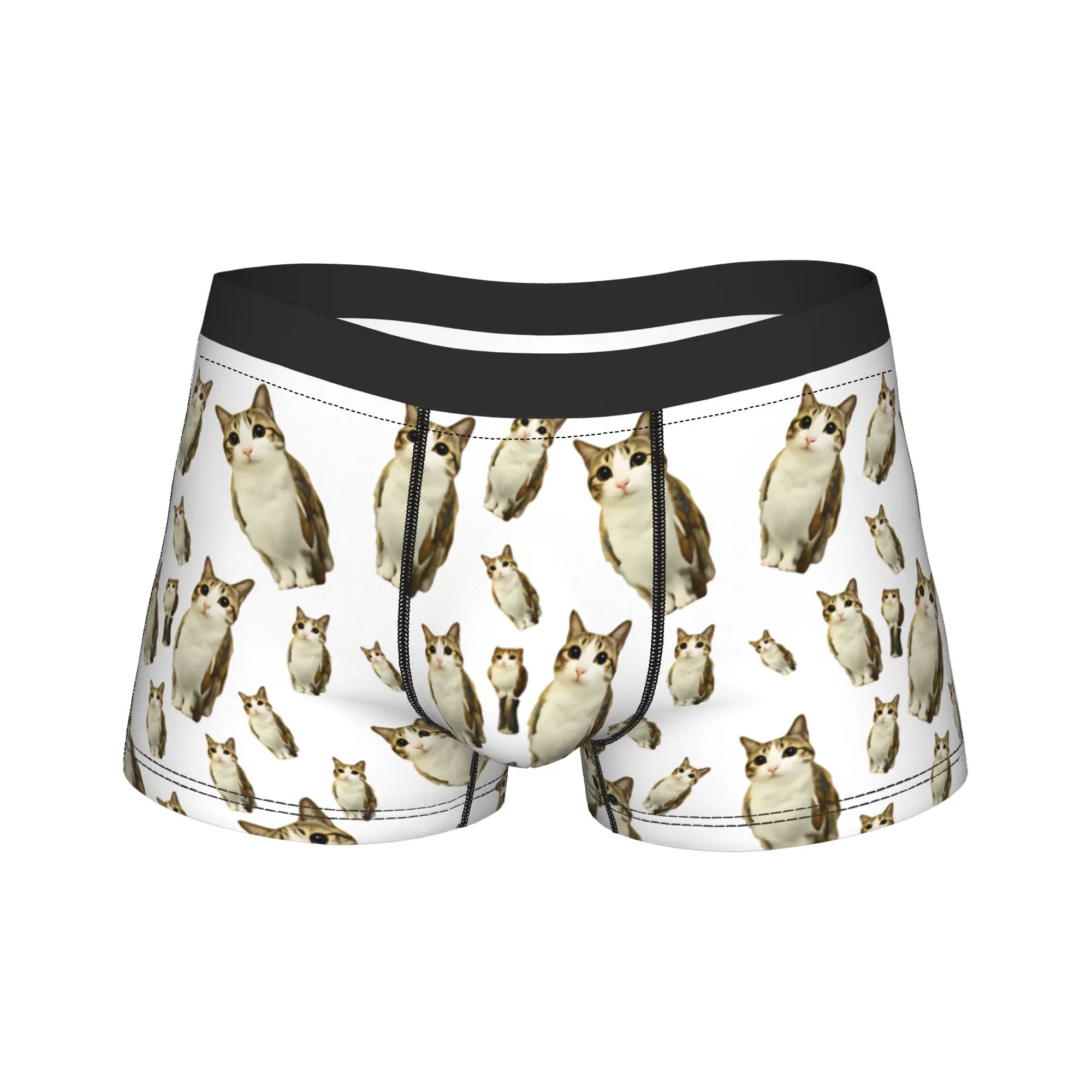Cute Meowl Cat Repeat Pattern Underwear  Men Shorts Briefs Classic Boxershorts Trenky Design Plus Size Underpants