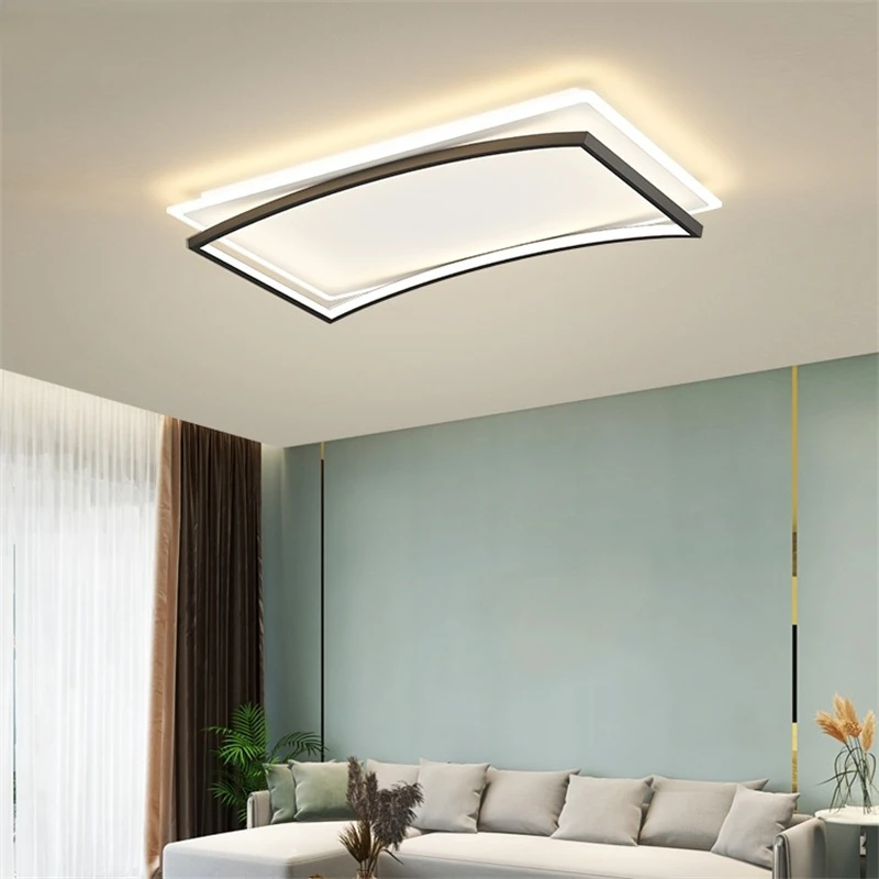 

Modern LED Chandelier Lights Black Gold Square Dimmable Indoor Lighting Bedroom Dining Living Room Salon Hall Lamps With Remote