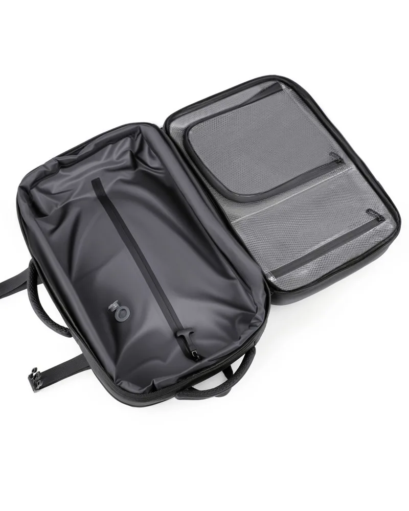 

Expandable men's business backpack with vacuum compression design for commuting and travel