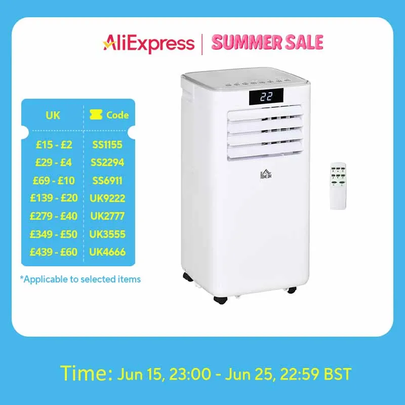 HOMCOM 7000 BTU Mobile Air Conditioner Indoor Portable AC Unit, White