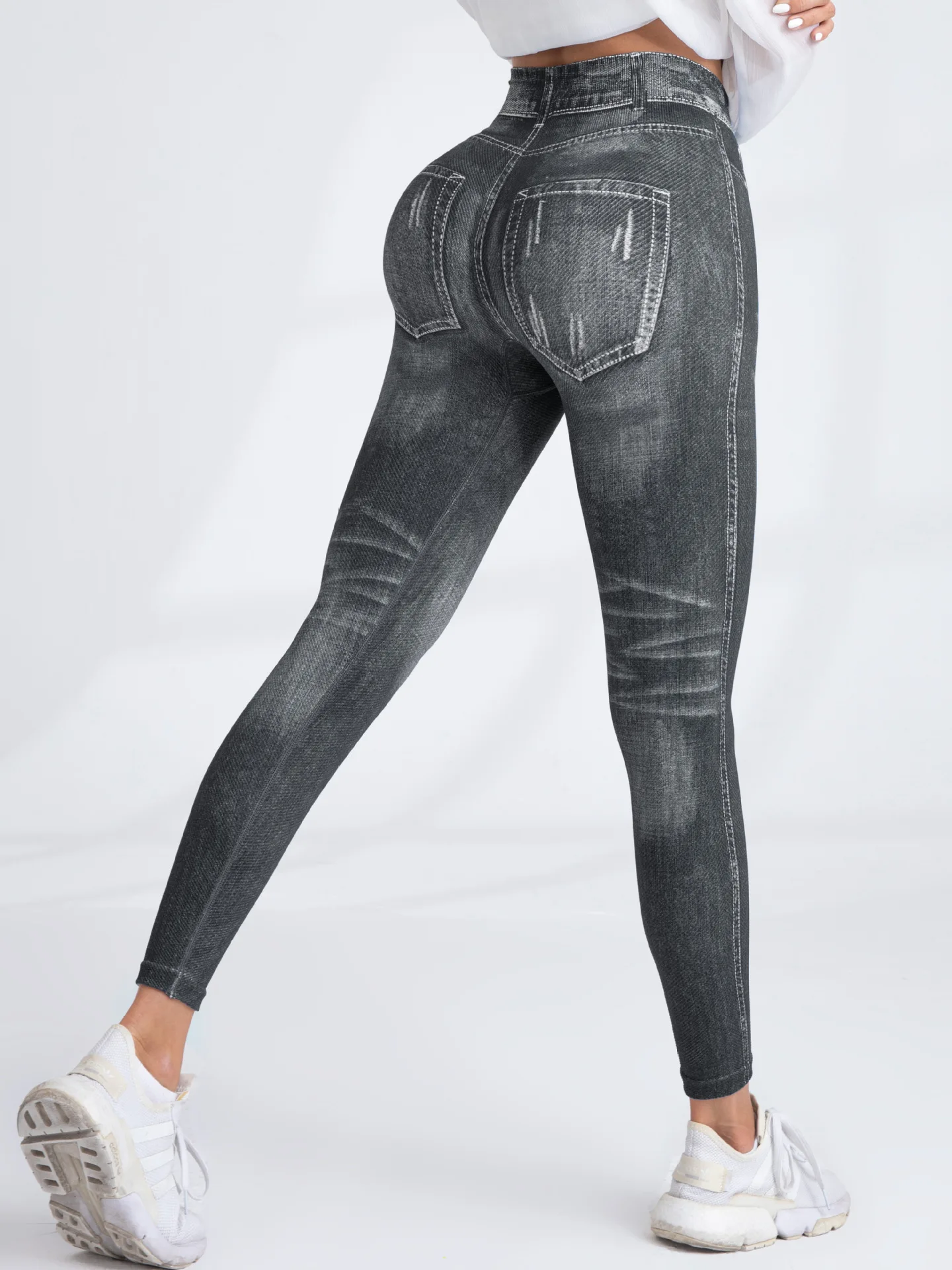 Leggings en Jean Imprimé artificiel astique à vaccage Rapide pour Femme, Pantalon de Yoga, Vêtements d'Entraînement, de Course à Pied, de Fitness