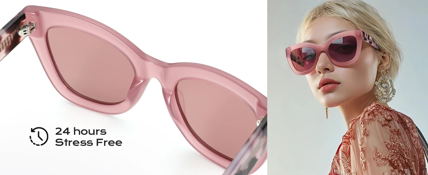 ZENOTTIC Handgefertigte polarisierte Sonnenbrille aus Acetat, modischer quadratischer Schatten, UV400-Schutz, Sonnenbrille für Damen – Detail 5