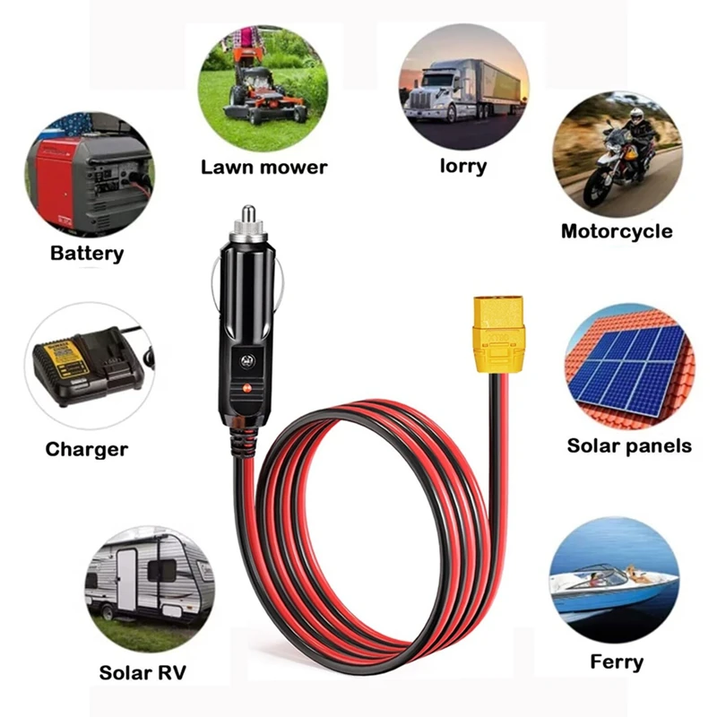 Lighter Charging Cable XT90 Female Connector To Car Cig Lighter Male Plug For Solar Generator Power Station 14AWG 12V