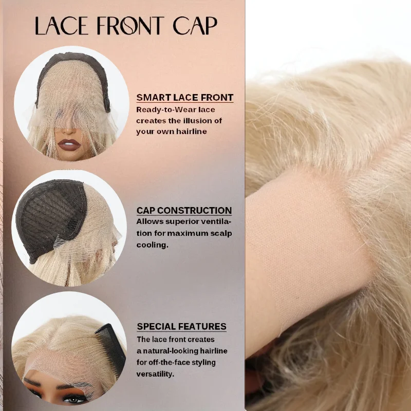 DWY 13x4 Lace Front Wig Golden Blonde Center Part Long Wavy Hair Synthetic Heat Resistant Daily Use Natural Look For Women