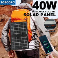 SOECOPO 40W Portable Outdoor Activities Foldable Solar Panel Power Bank USB + Type - C Camping Charge Phone Practical 5V