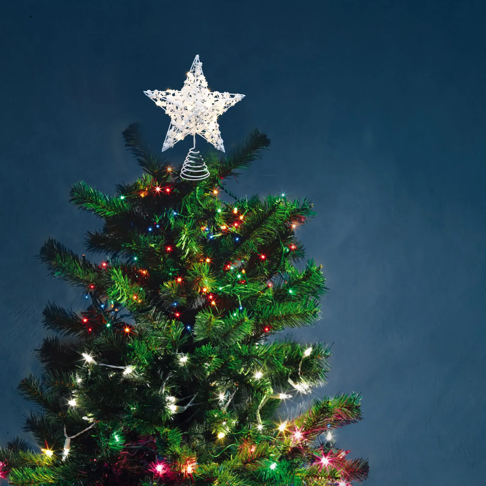 

Christmas Tree Topper Decor Star Light up Lighted Treetop Decoration White Operated