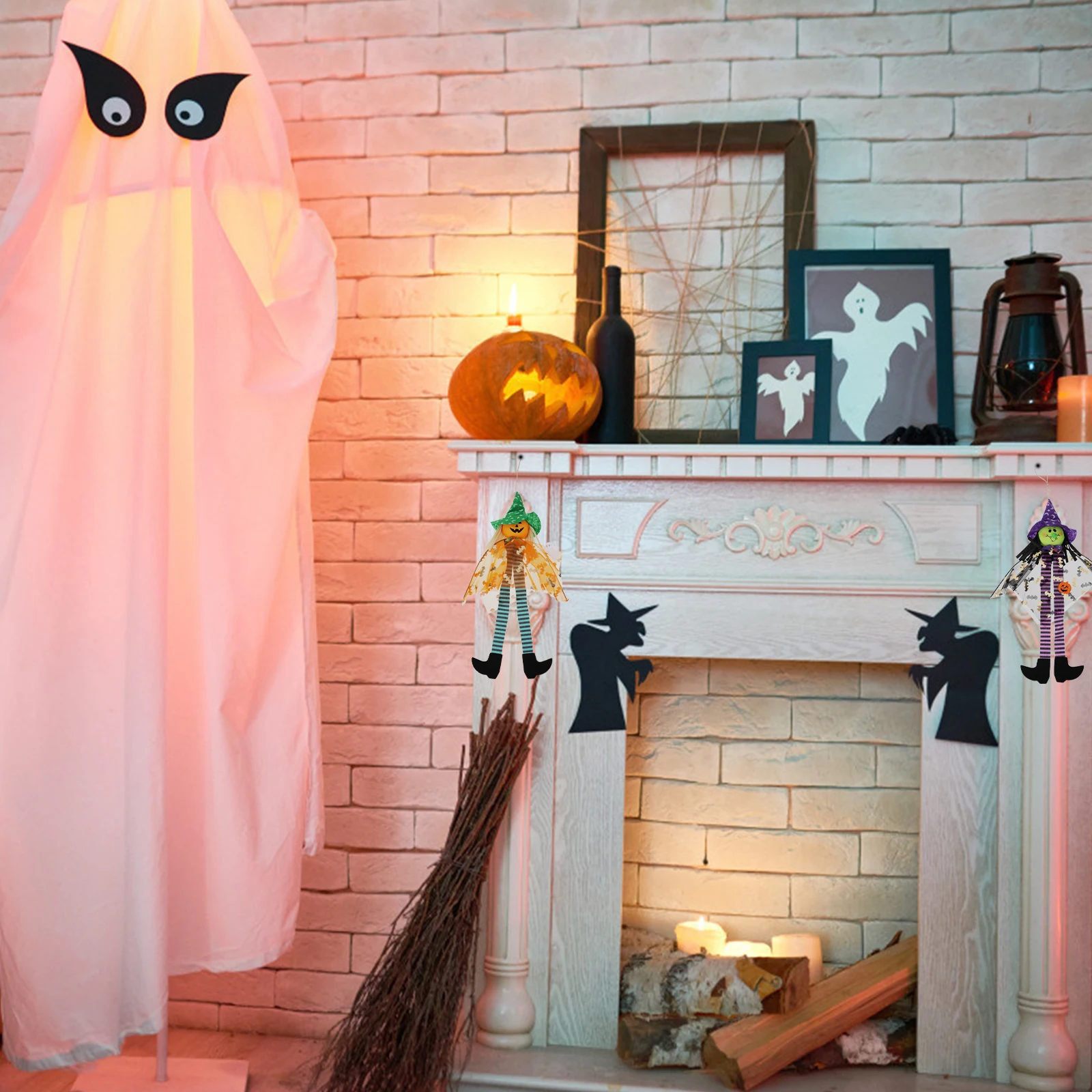 

2 Pcs Pumpkin Ghost Pendant Halloween Hanging Pumpkins Decorations Indoor Outdoor Ornaments