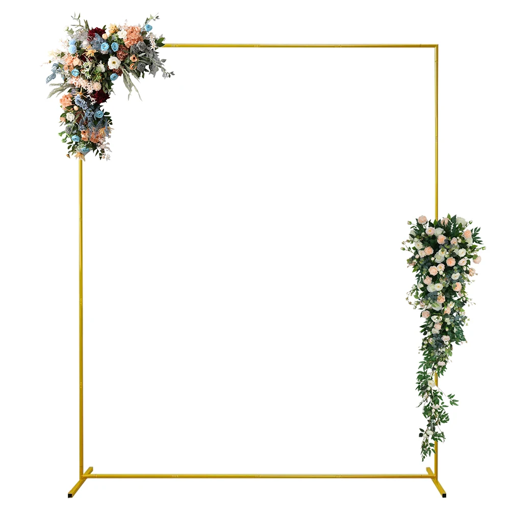 Support d'arche carrée en métal doré pour ballons, cadre d'arche de mariage démontable et réutilisable pour cérémonie de jardin, mariage, décoration d'anniversaire