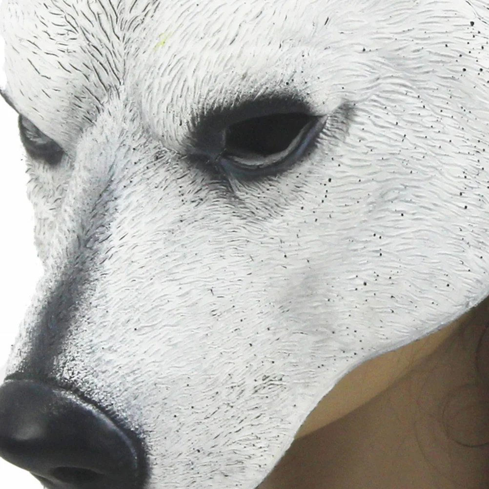 

Realistic Polar Bear PU Mask Comfortable Halloween Costume Prop Animal Face Mask for Adults Masquerade Cosplay