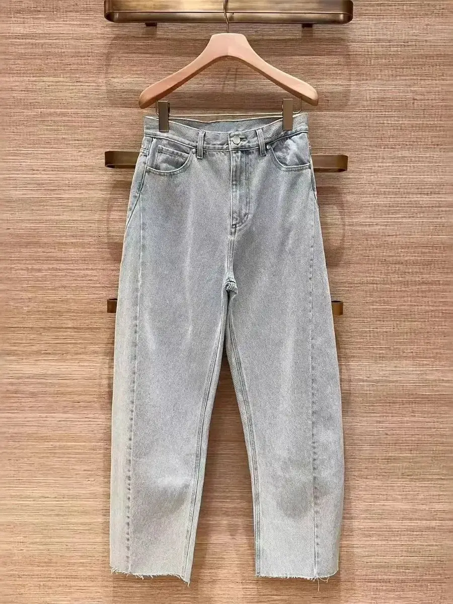 

Spring 2026 Women's Denim Pants High Waist Solid Color Fashion Jeans