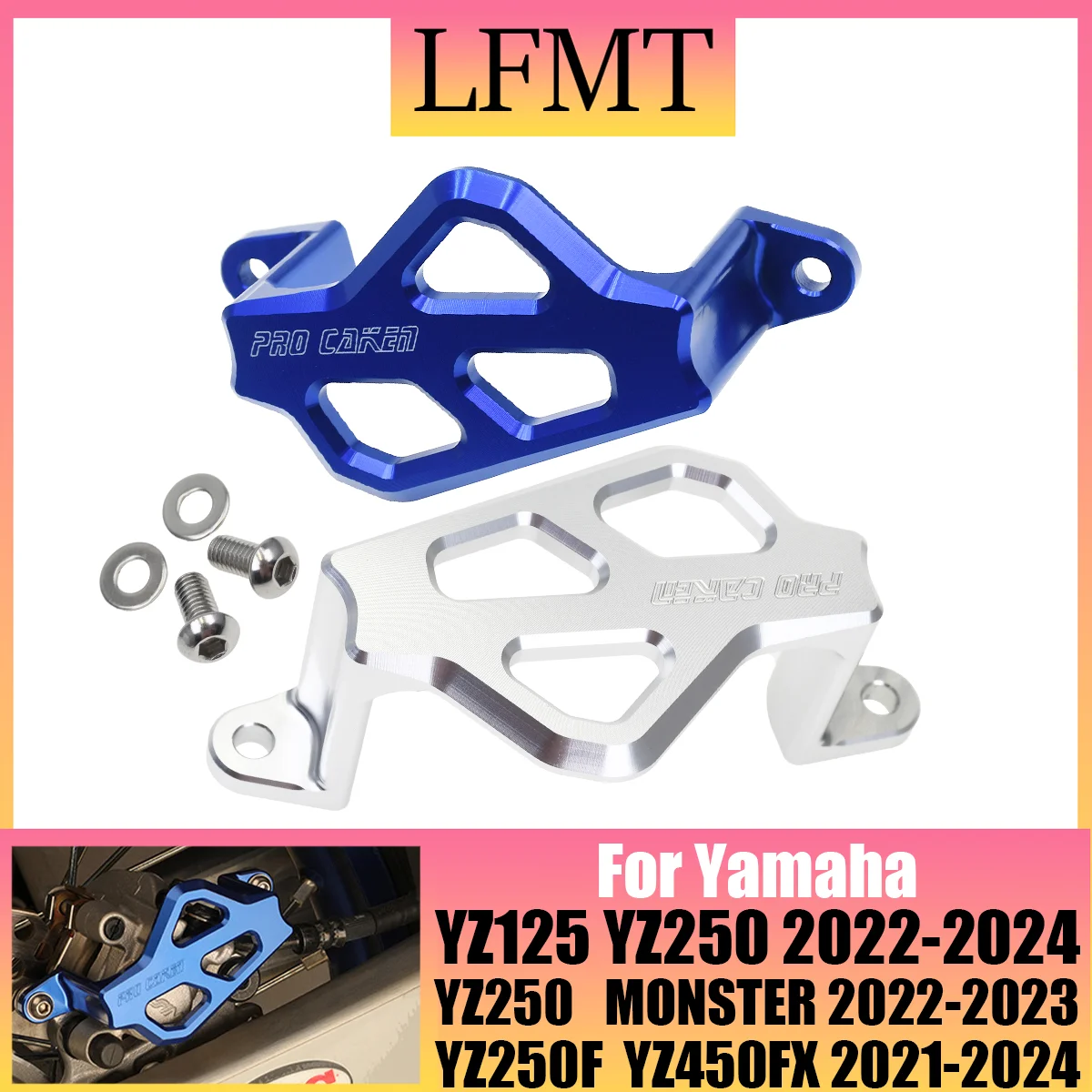 CNC Rear Brake Caliper Guard Protector Cover For Yamaha YZ250FX YZ450 YZ450FX YZ125 YZ125X YZ250 YZ250F MONSTER 50TH 2021-2024