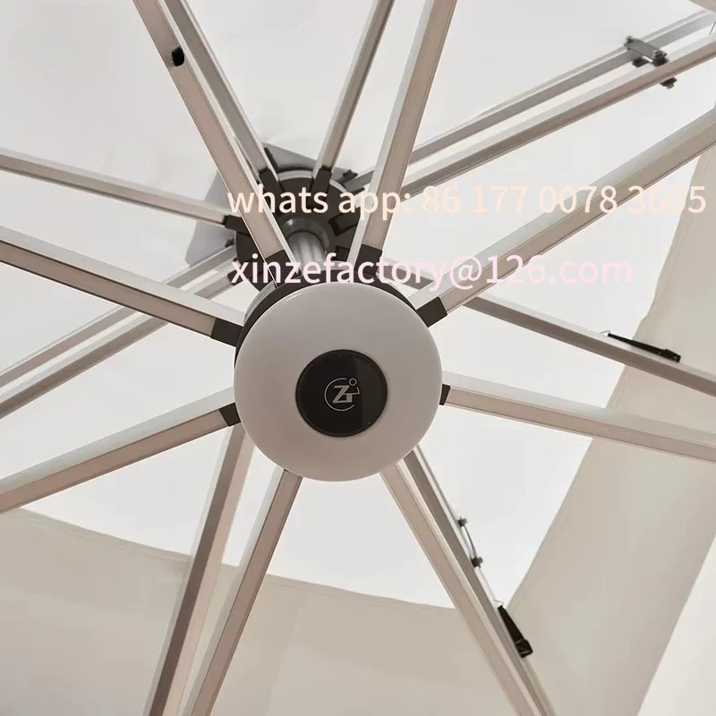 مظلة قابلة للتخصيص مع مصباح ليد مظلة ناتئ للفناء شعار تجاري مخصص حديقة مطعم الشمس الكبيرة #4