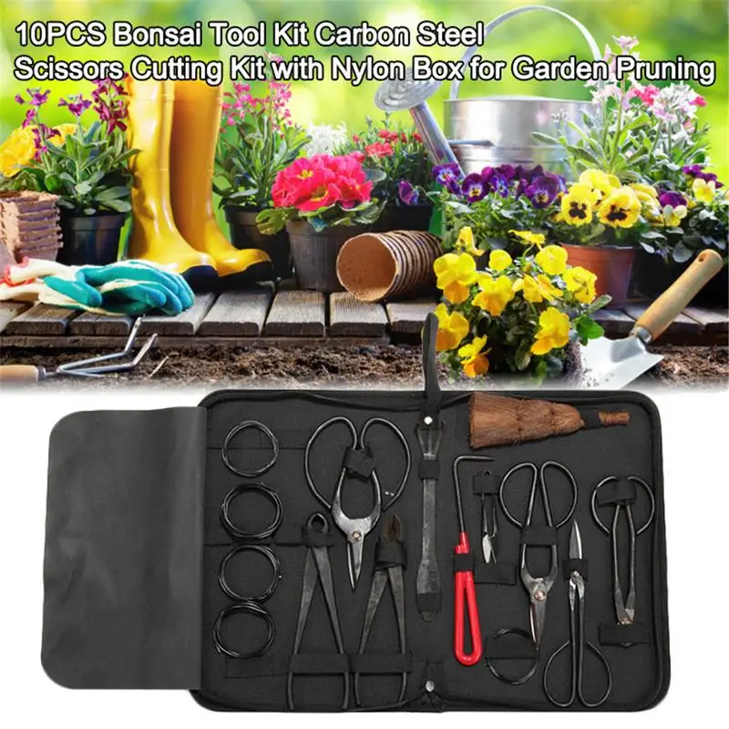 10PCS Bonsai Tools Set Cutter Scissors Pruning Shears Set For Garden Pruning Tools Bonsai Styling Tools