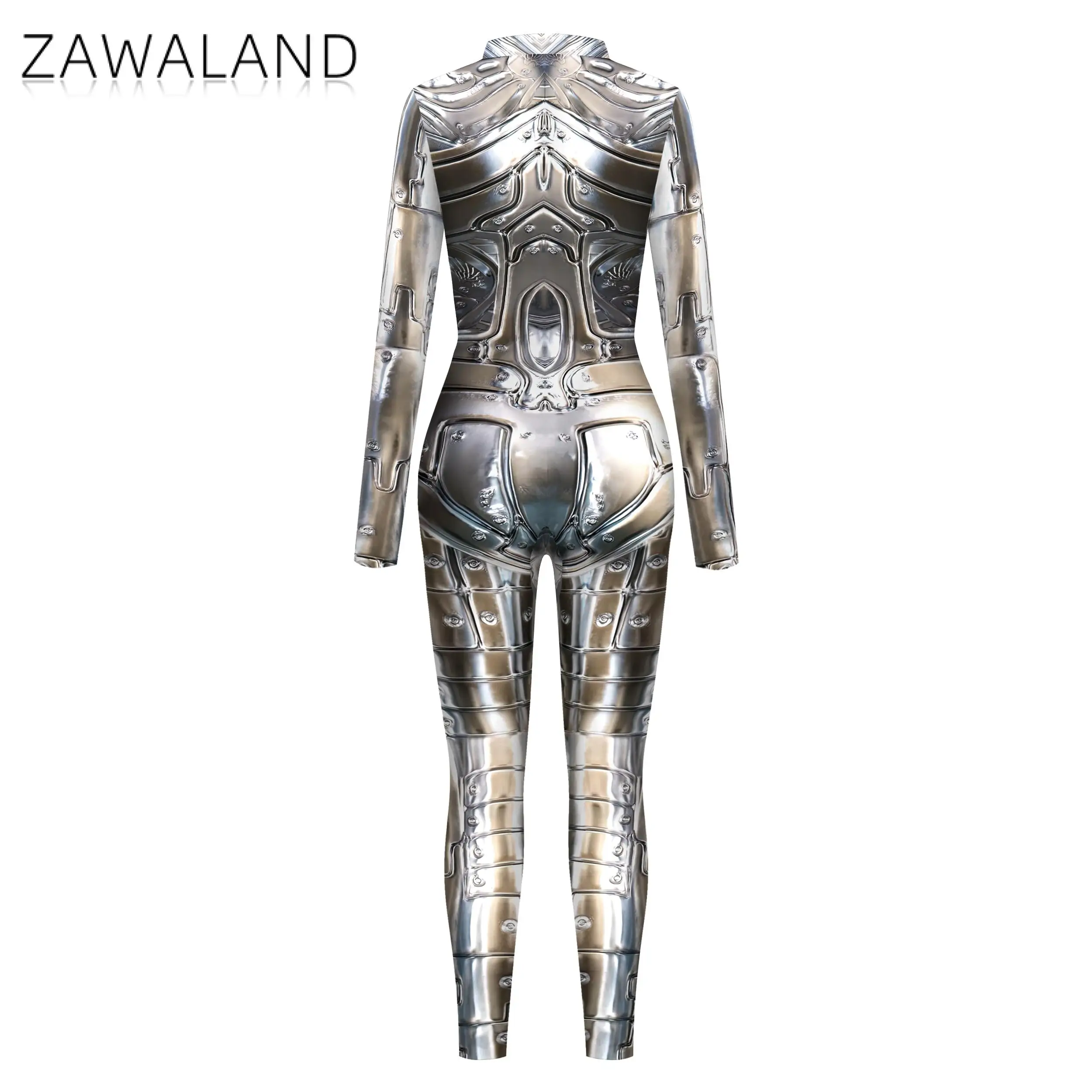 Cosplay Punk Robot adulto donna tuta abbigliamento Texture colorata stampa Zentai body maniche a pollice Costume Halloween Outfit