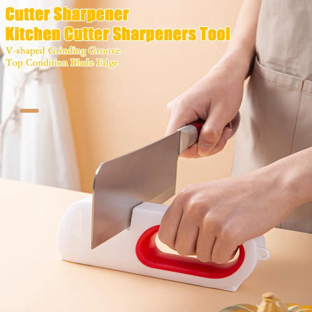 Kitchen Cutter Sharpeners Tool Professional Steel Blade Cutter Sharpener with Anti-slip Design V-shaped Groove 4-in-1 for Fast