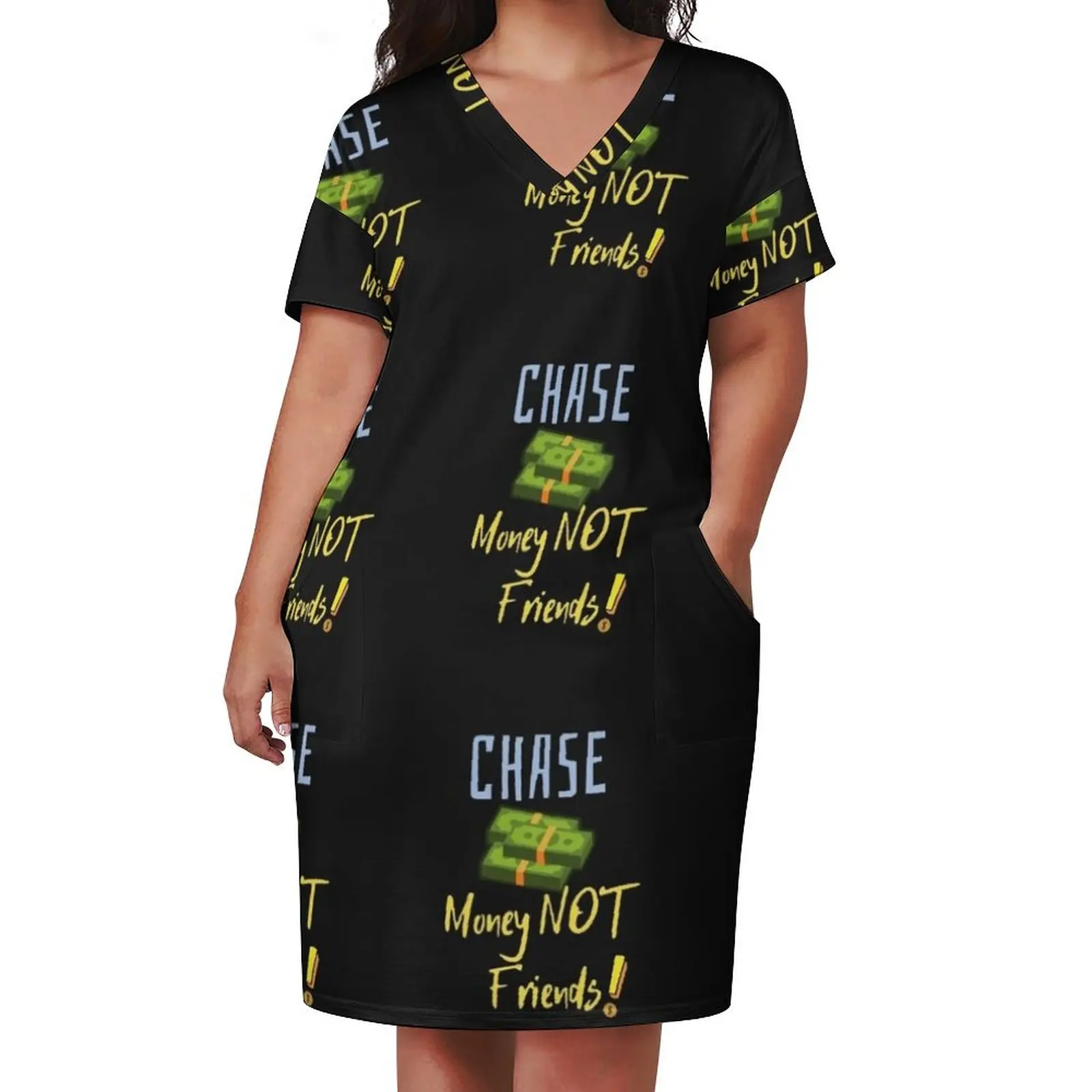 Chase Money Not Friends Loose Pocket Dress Evening dresses summer dresses for women 2025