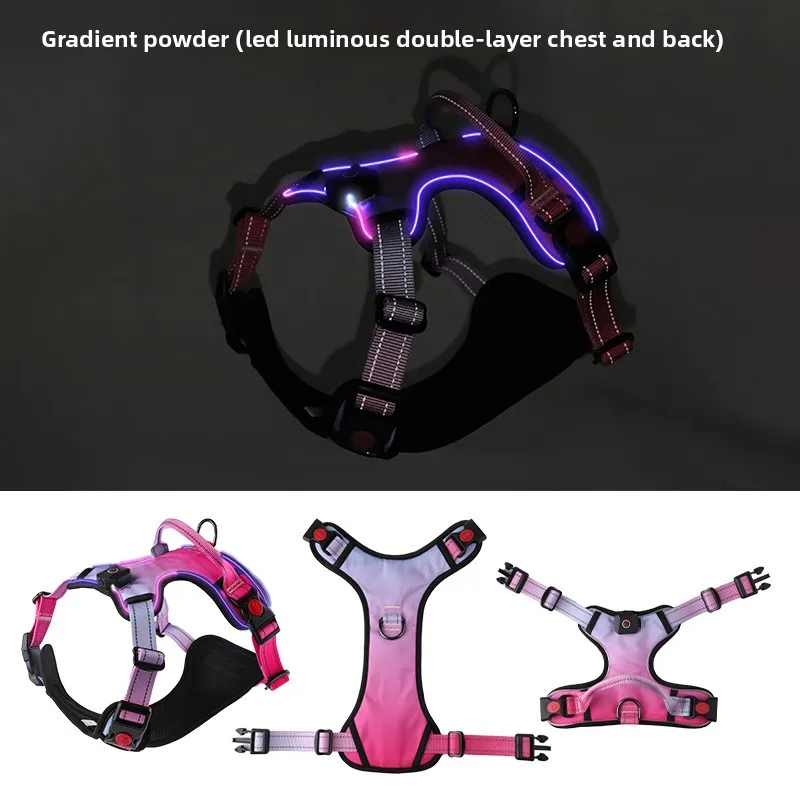 

LED Glowing Dog Harness for Medium Large Dogs – Luminous Chest Harness, Waterproof Breathable Safe for Nighttime Dog Walking