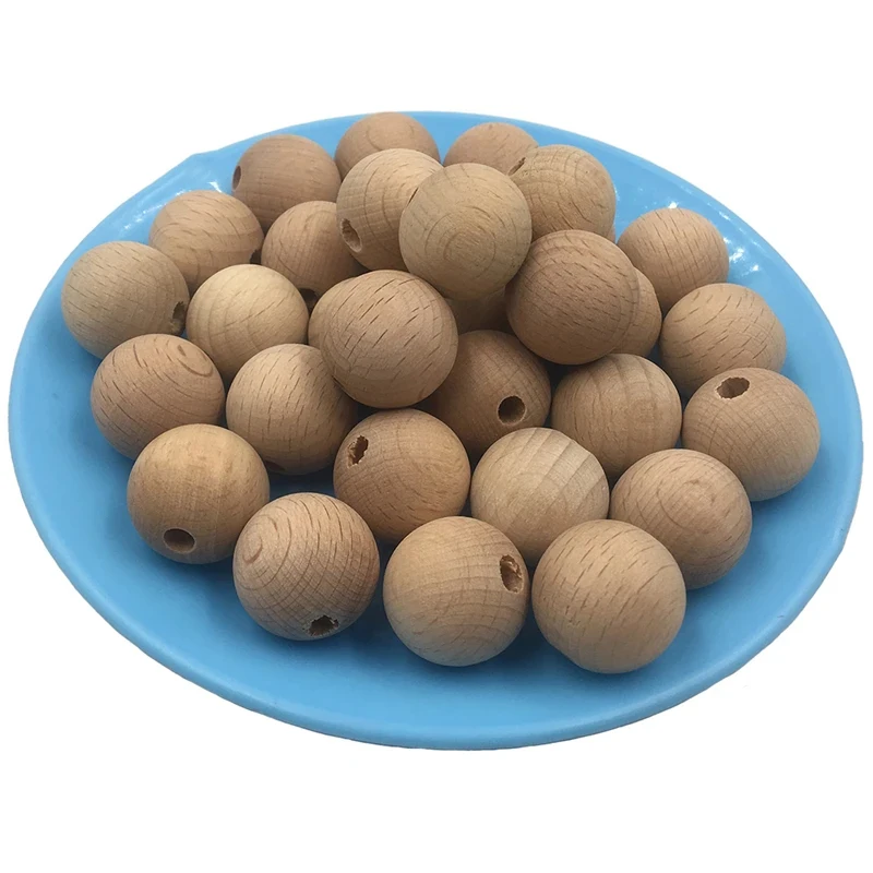 ABCPICK 100PC DIY Craft Bracelet Jewelry Making Handmade Accessories10-20mm Ecofriendly Unfinished Beech Round Beads