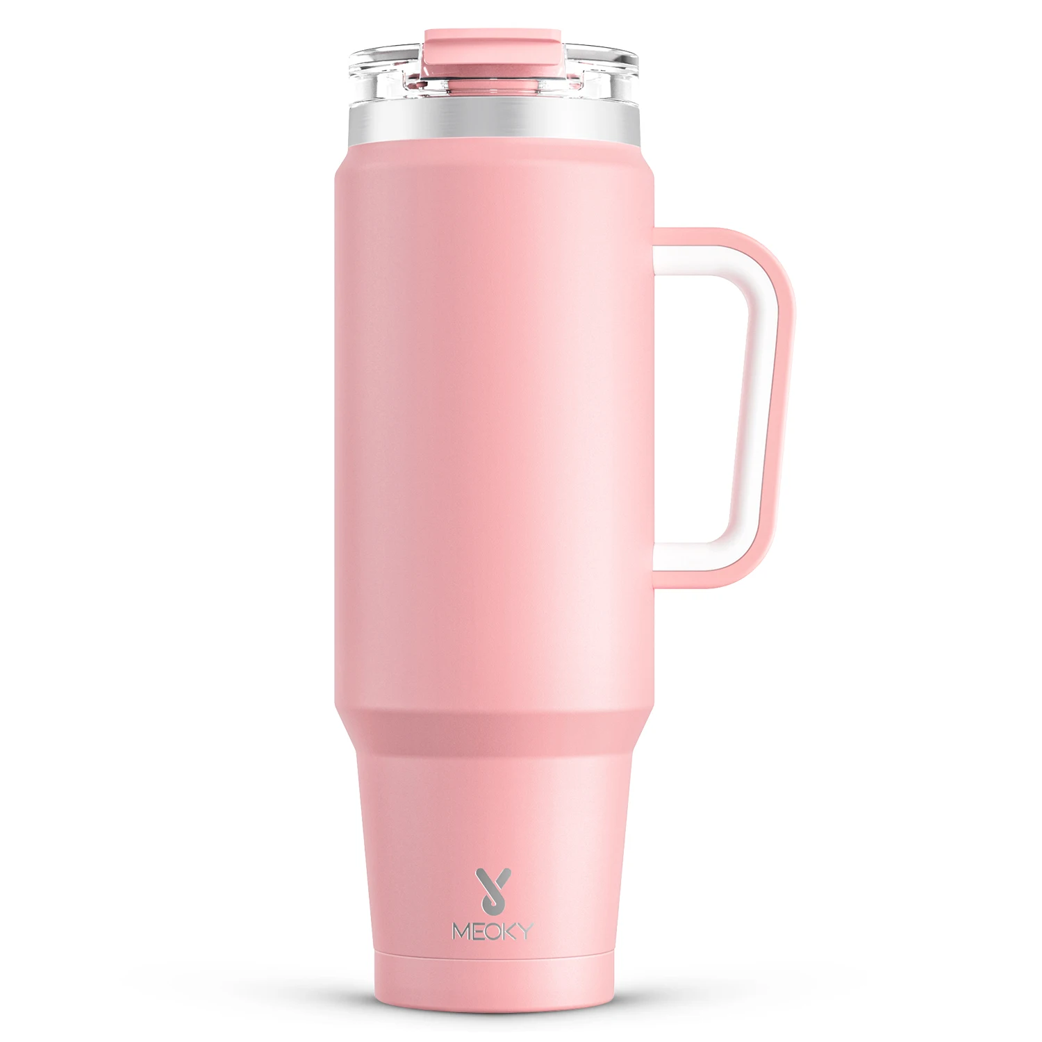 Meoky 40oz Cup Vacuum Insulated Tumbler With Soft Plastic Handle Stainless Steel Portable Water Bottle Leak Proof Coffee Car Mug