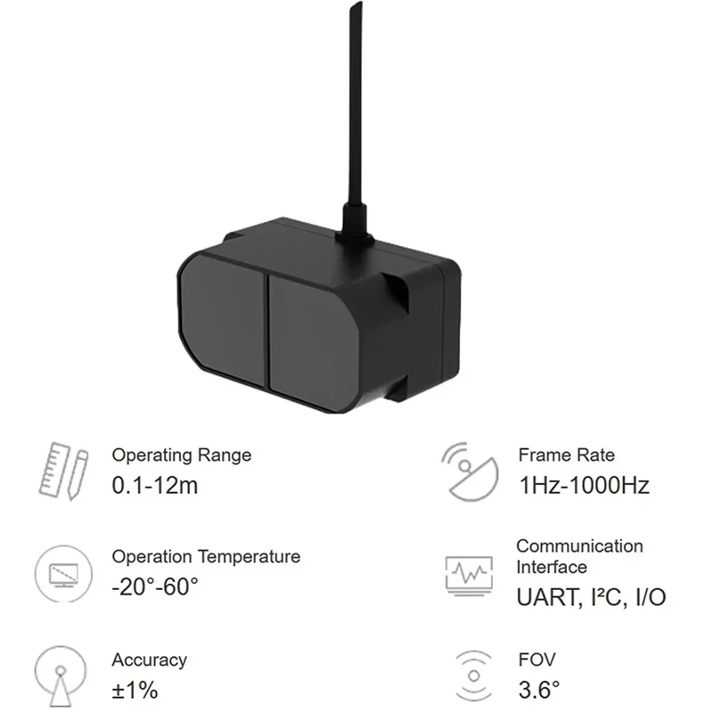 

ABJF-Tfmini Plus Лидарный модуль Одноточечный микро-дальномер 0,1-12 м Водонепроницаемый датчик расстояния Модуль предотвращения препятствий
