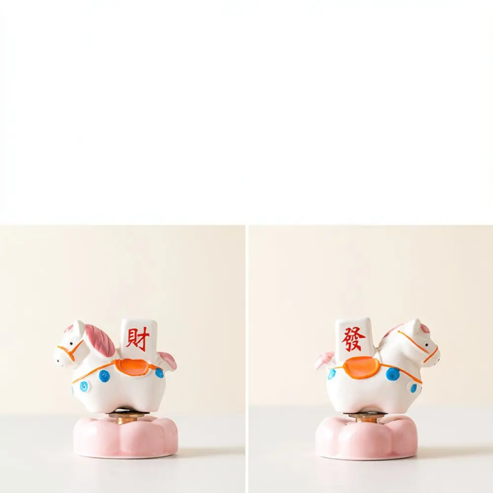 Ceramic Horse Spinner Ornament Creative Desk Decor Cute Car Interior Figurine Artistic Handicraft Healing Toy Gift