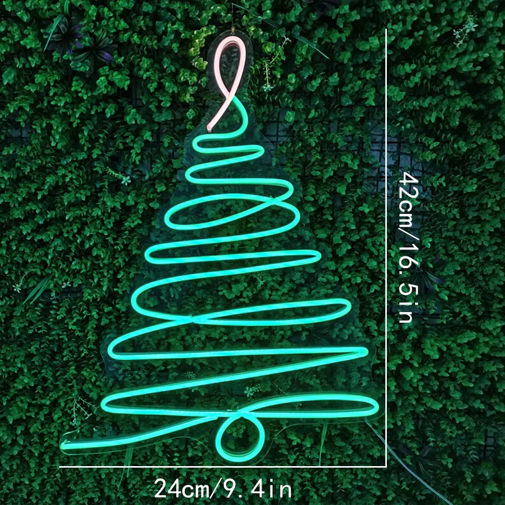 Albero di natale luci al Neon decorazione della stanza insegna al Neon luci a Led per decorazioni natalizie festa di natale Bar ristorante negozio segno