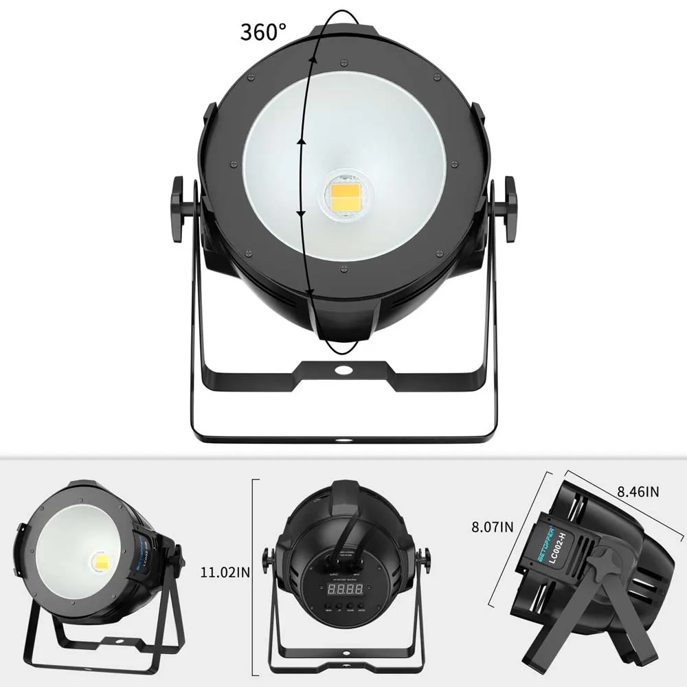 Big Dipper 200W COB Warm&Cold White Par Light with Barn Door DMX Sound control Stage lighting For Party Theater Concert LC002-HB