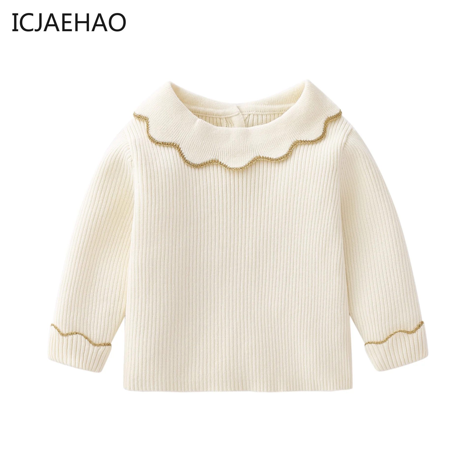 Newborn Baby Girls Knitted Sweatshirt Clothes for Autumn Winter Kids Sweater Top Clothing Classic Solid Color Long Sleeve Cotton