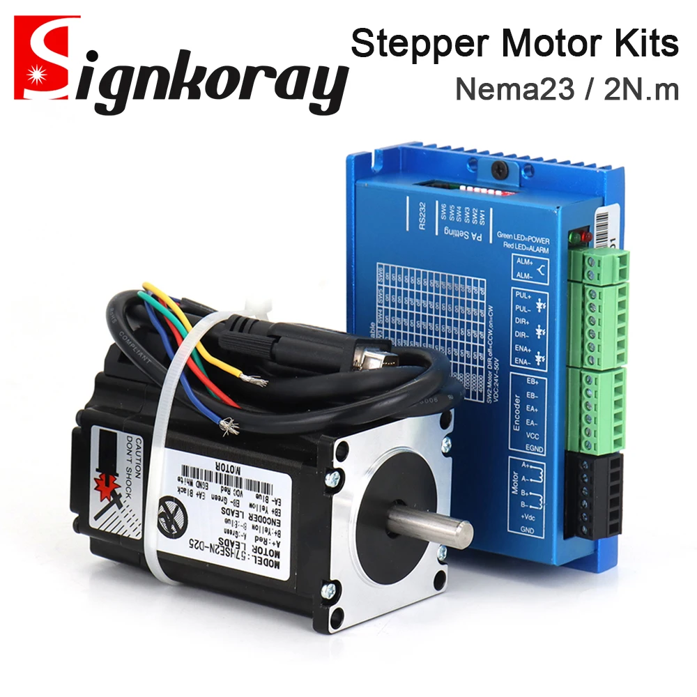 

SignkoRay JSS Nema23 2N.m Closed Loop Stepper Motor Driver Kits Shaft Dia.8mm 4.2A HSS57+57HSE2N-D25 For CNC Engraving Machine