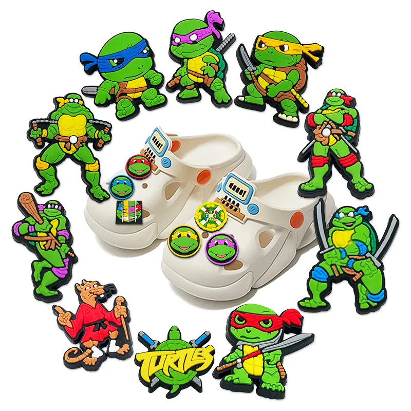 16pcs/set Ninja Turtle Cartoon Shoe Charms Shoe Buckle Decoration Children's Favorite Gifts Holiday Gifts Sandals Accessories