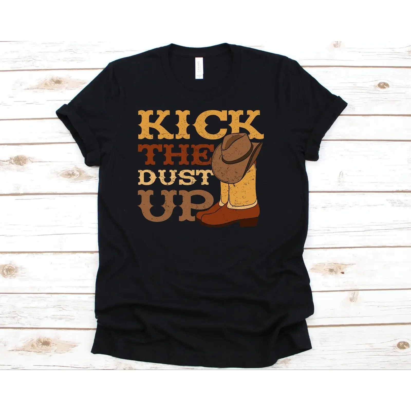 Kick The Dust Up T Shirt Cowboy Hat Boots Western Country Line Dancing For Dancer vintage Washed Stylish Slightly Unisex homme