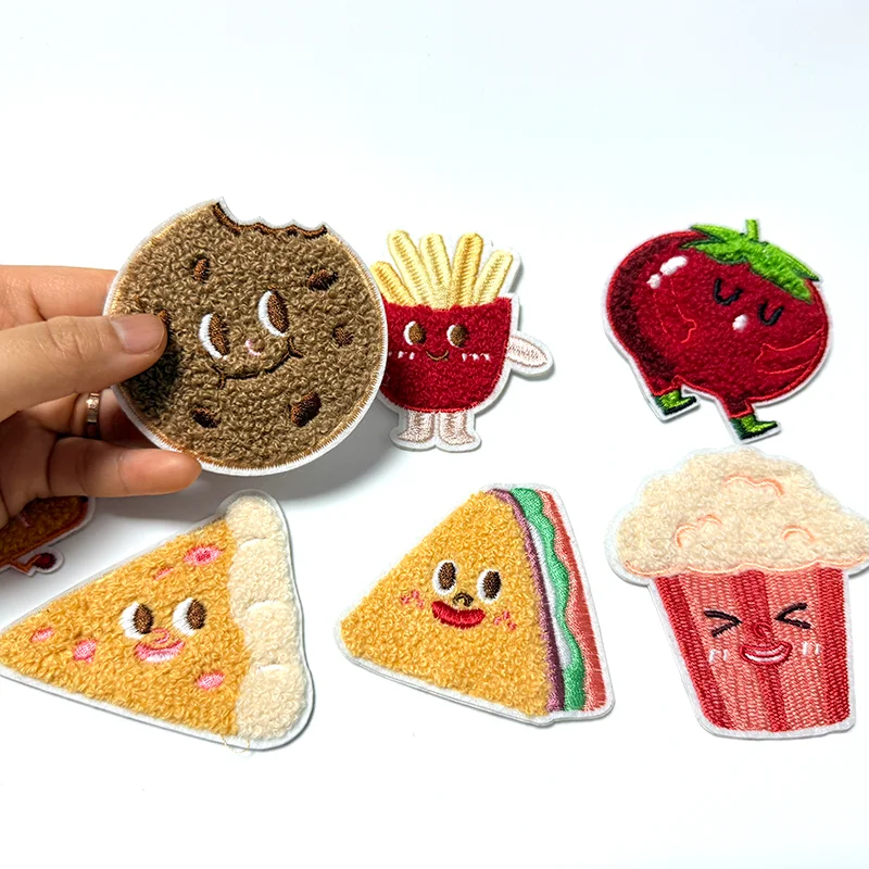 1-teiliges Aufnäher zum Aufkleben mit Cartoon-Lebensmittel, bestickt, Tomaten-Sandwich-Pommes-Design für DIY-Taschen, Kleidung, Handyhüllen