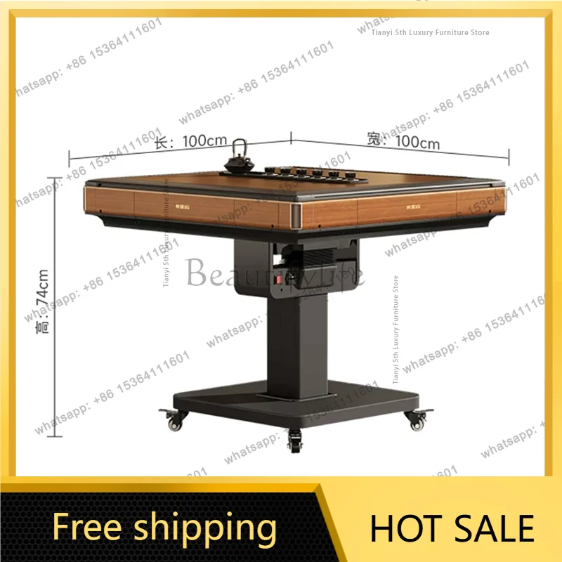 PG Mid-century Style Solid Wood Automatic Shuffling Mahjong Machine Nordic Creative Electric Folding Table Home Furniture FYMT