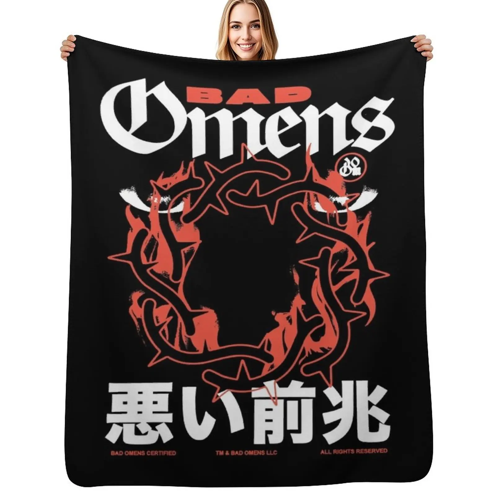 

Bad Omens Merch Like A Villain Throw Blanket Cozy Napping Blanket Gift for Mom Dad