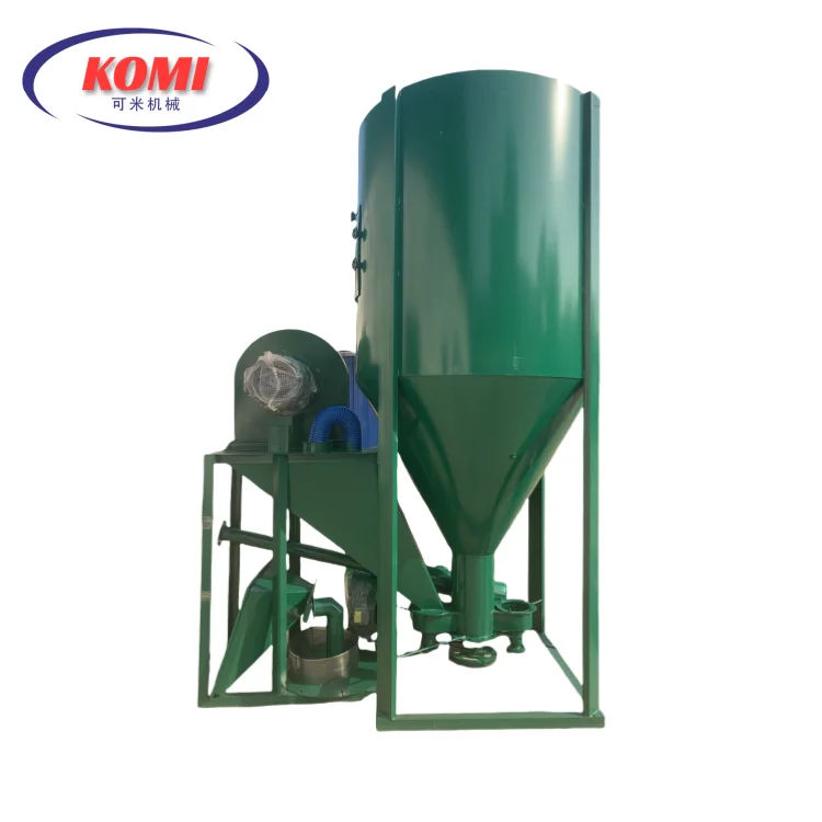 High Productivity 500kg 1000kg Vertical Poultry Forage Fodder Crusher Mixer Farm Use Animal Feed Pellet Crushing Mixing Machine