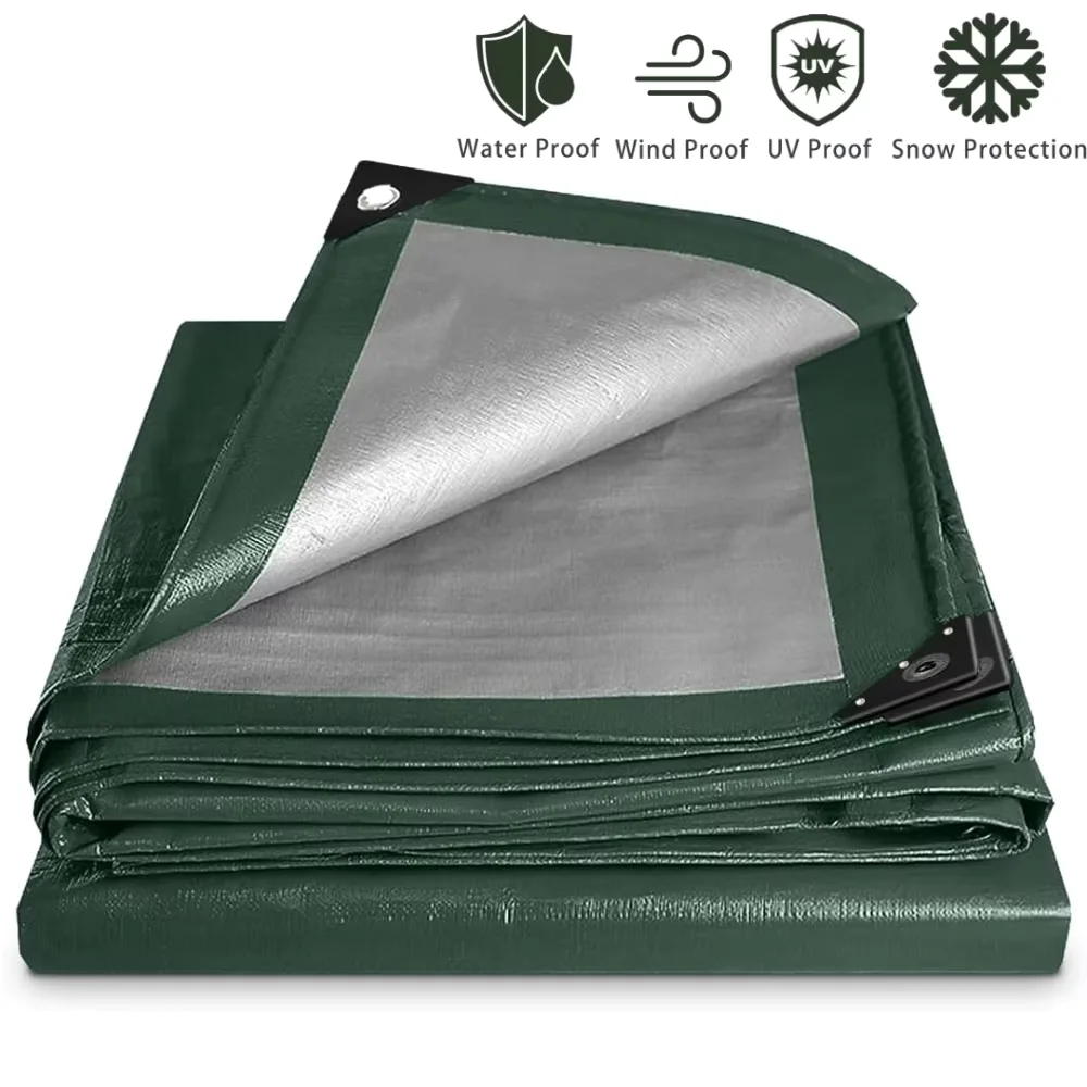 Bâche imperméable robuste avec œillets, couverture multi-usages pour terrasse extérieure, jardin, véranda