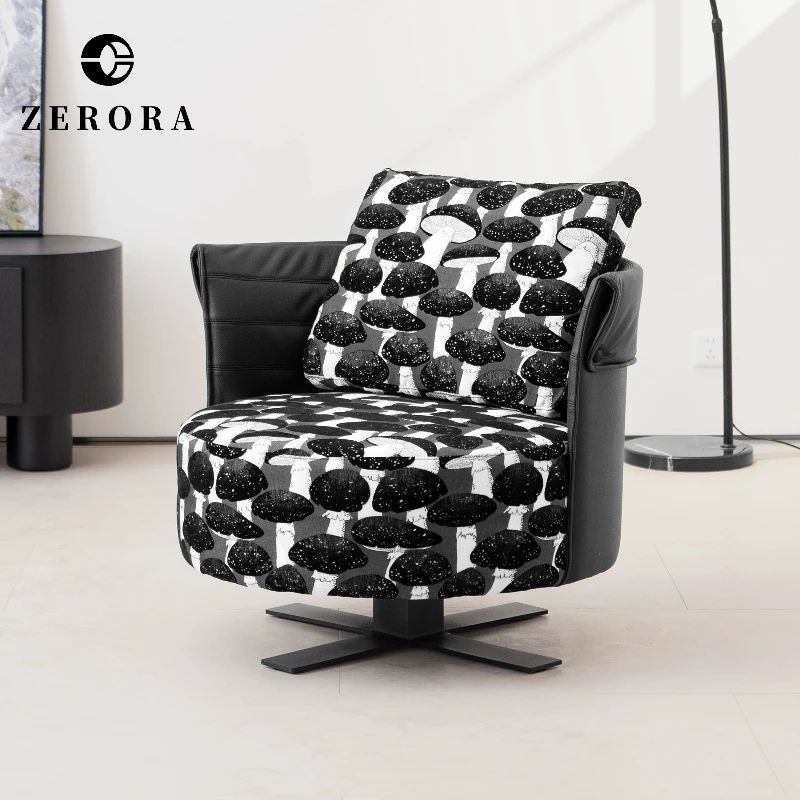 LMM Italian minimalist single swivel chair casual fabric lazy leisure chair retro home