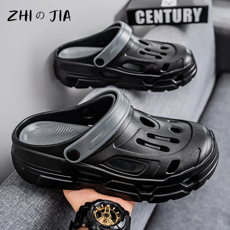 

New Men's Cave Shoes Classic Black Sandals Summer Beach Quick Drying Shoes Indoor Home Lightweight and Comfortable Slippers