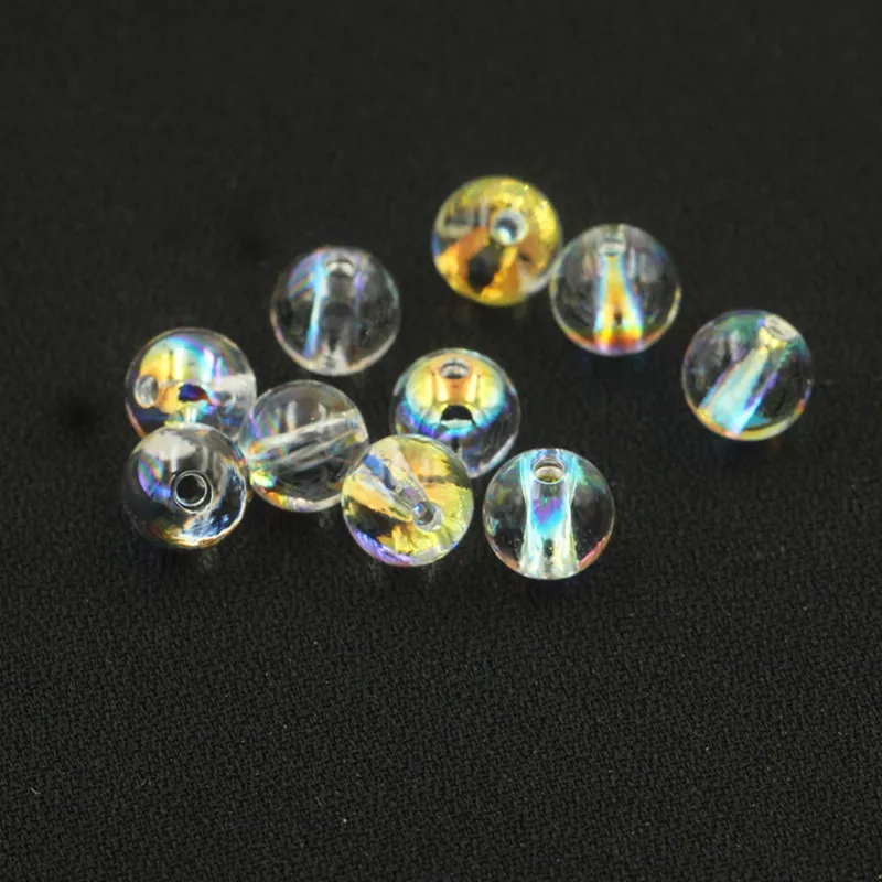 50pcs/ Bag High quality crystal AB color white 6mm/8mm/10mm smooth round bead spacer DIY jewelry making accessories