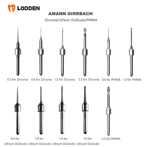 Amann Girrbach-fresas de laboratorio Dental, brocas de molienda para Zirconia, disilicato de litio, PMMA, diamante, revestimiento DC NC, D3, CAD CAM