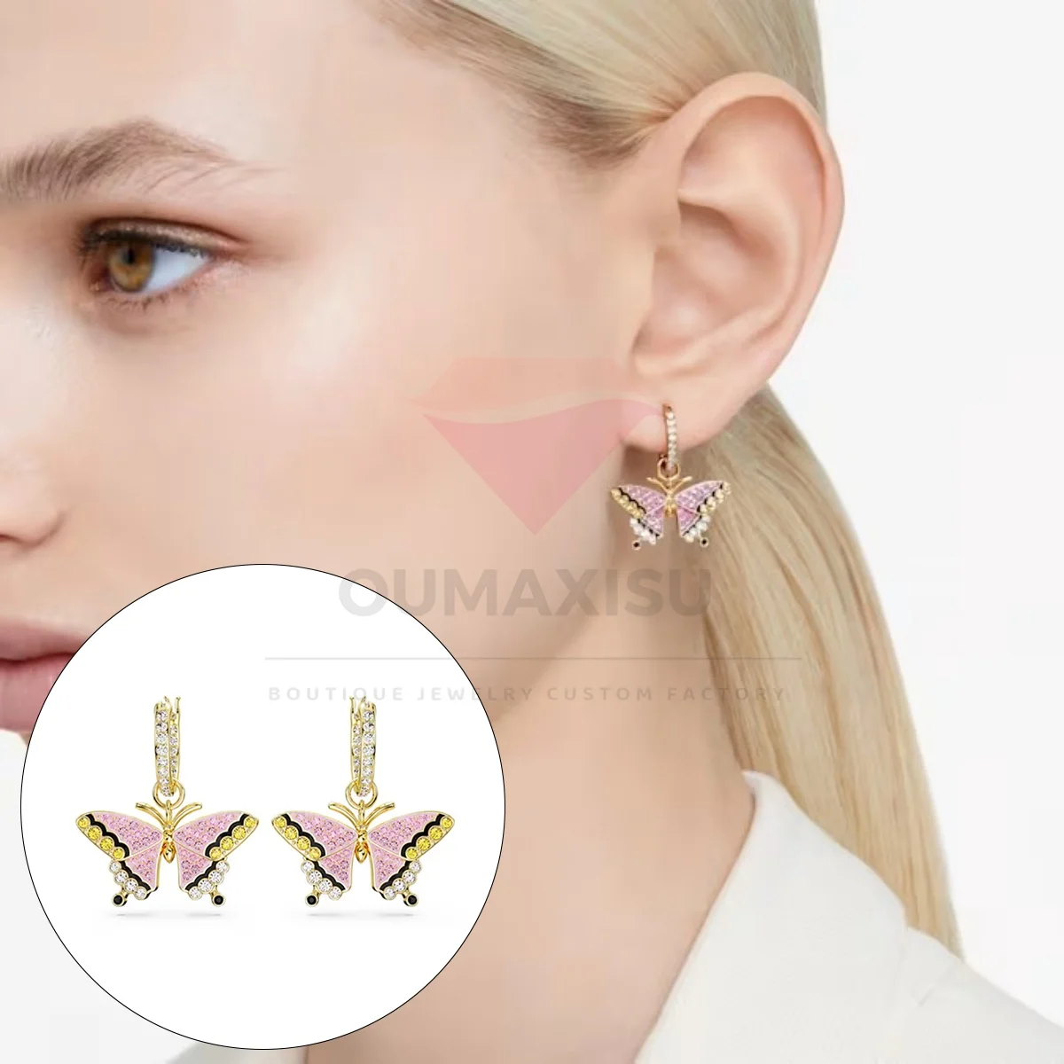 

Fashion Trend S925 Butterfly Zircon Earrings Party Workplace Versatile Jewelry High Quality - Birthday Gift