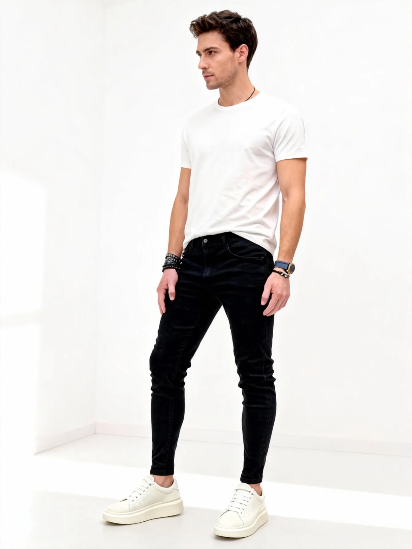 Men's Casual Tight Jeans, Versatile Elastic And Comfortable Jeans Suitable For All Seasons, Versatile
