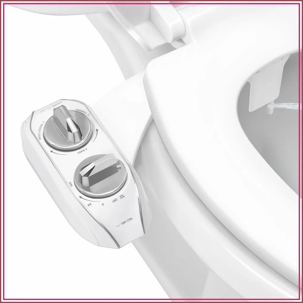 

Dual Nozzle Non-Electric Bidet Attachment for Toilet Seat, Patented Slide-In Install, 360° Self-Clean, EZ-Lift to Clean, Feminine & Rear Wash (Chrome)