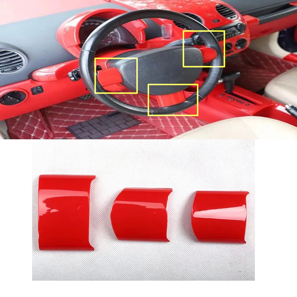 For Volkswagen Beetle 2003-2011 Red Interior Accessories Gear Shift Panel Cover Steering Wheel Cover Instrument Frame Cover Trim