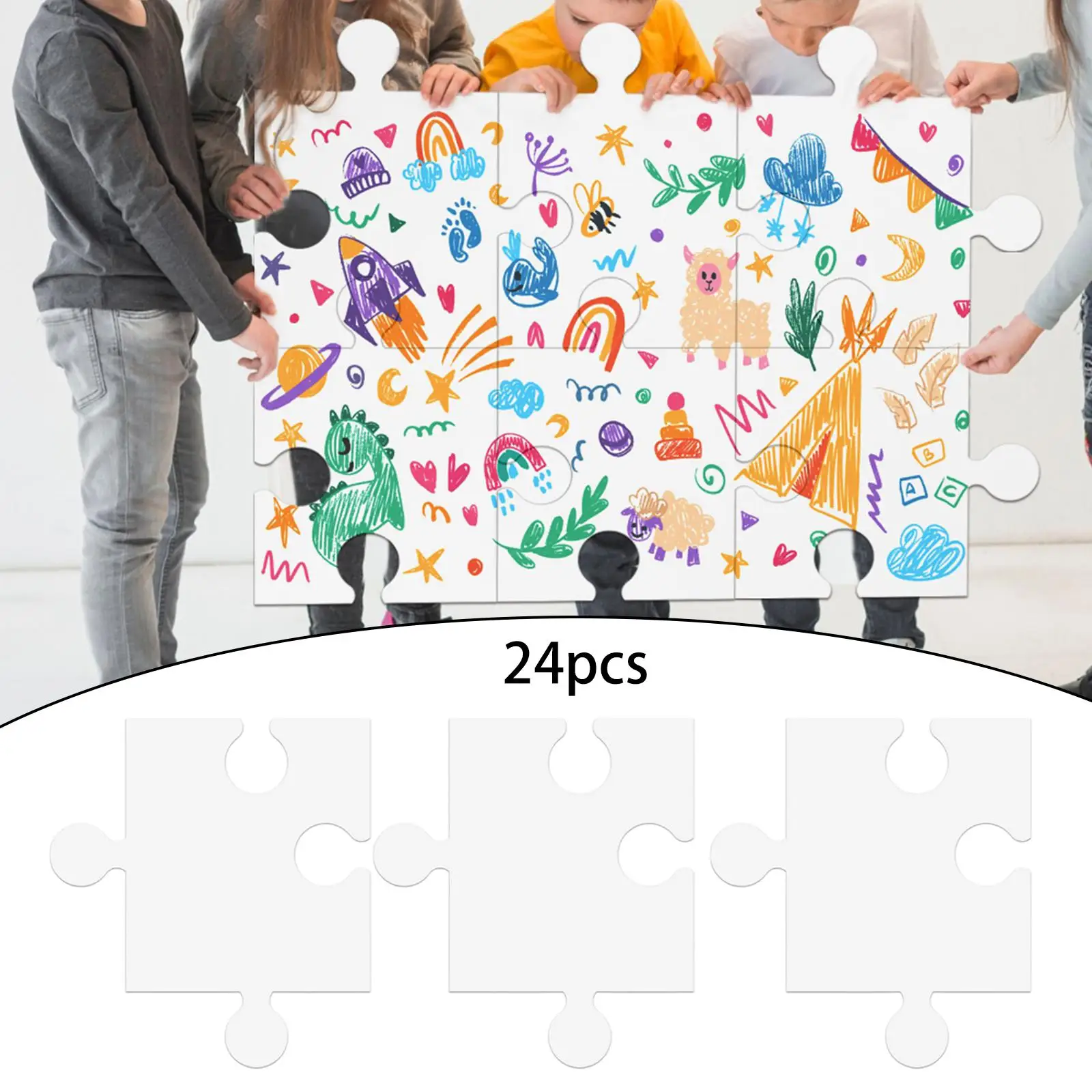kids-adult-blank-puzzle-for-diy-art-projects-24-white-cardboard-pieces-smooth-edge-305x28cm-template-for-creative-learning