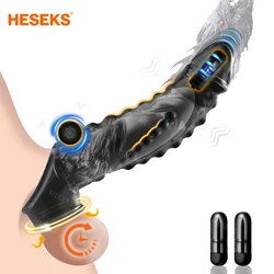 HESEKS Vibrator Ring Clear Cock Ring Extender Reusable Penis Sleeve Ultra-Soft Enlarger for Couples Vibrating Dildo Sex Toys Men