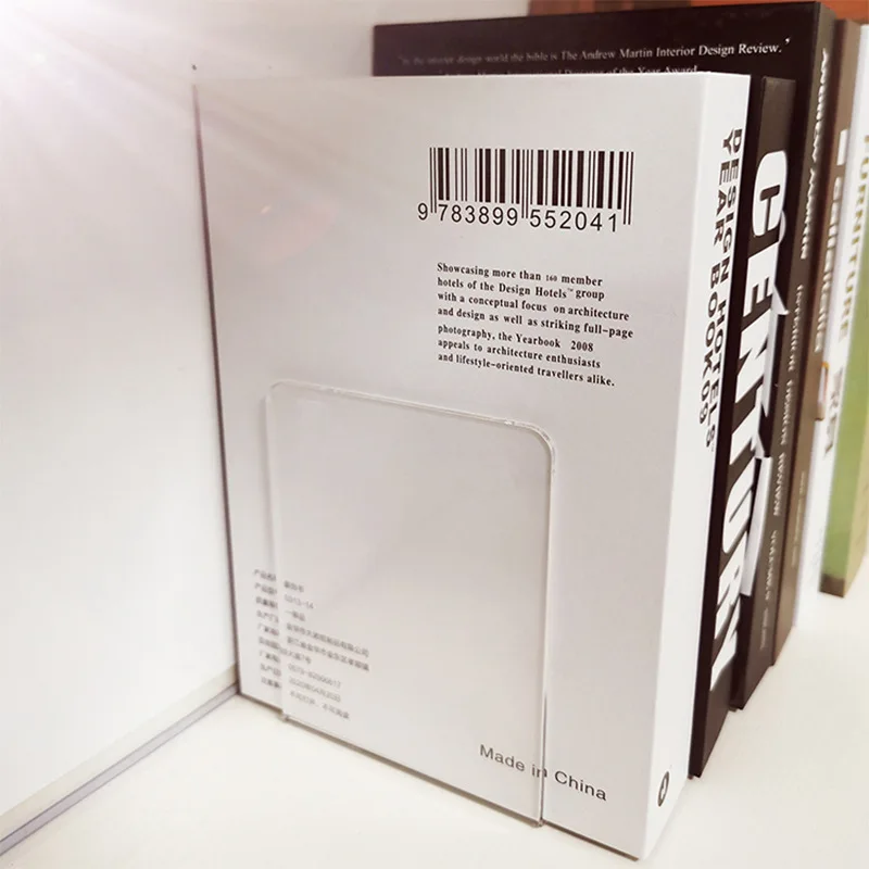 1Pcs Clear Acrylic Bookends Non-Skid Book End for School Library and Desktop Organizer, Acrylic Book Ends for Book Shelves