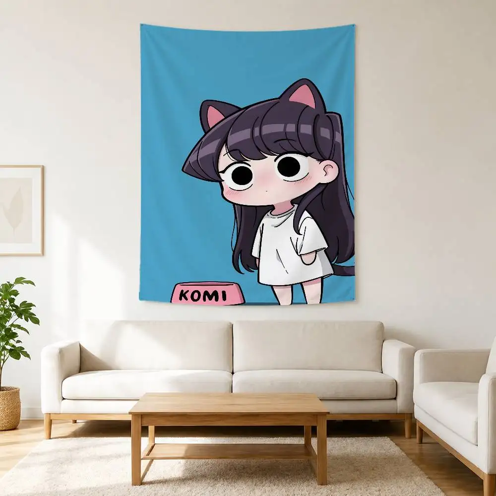 Anime K-Komi Cannot C-Communicate Flag Outdoor Decorations for Bedrooms Home Decor Items Banners Tapestry