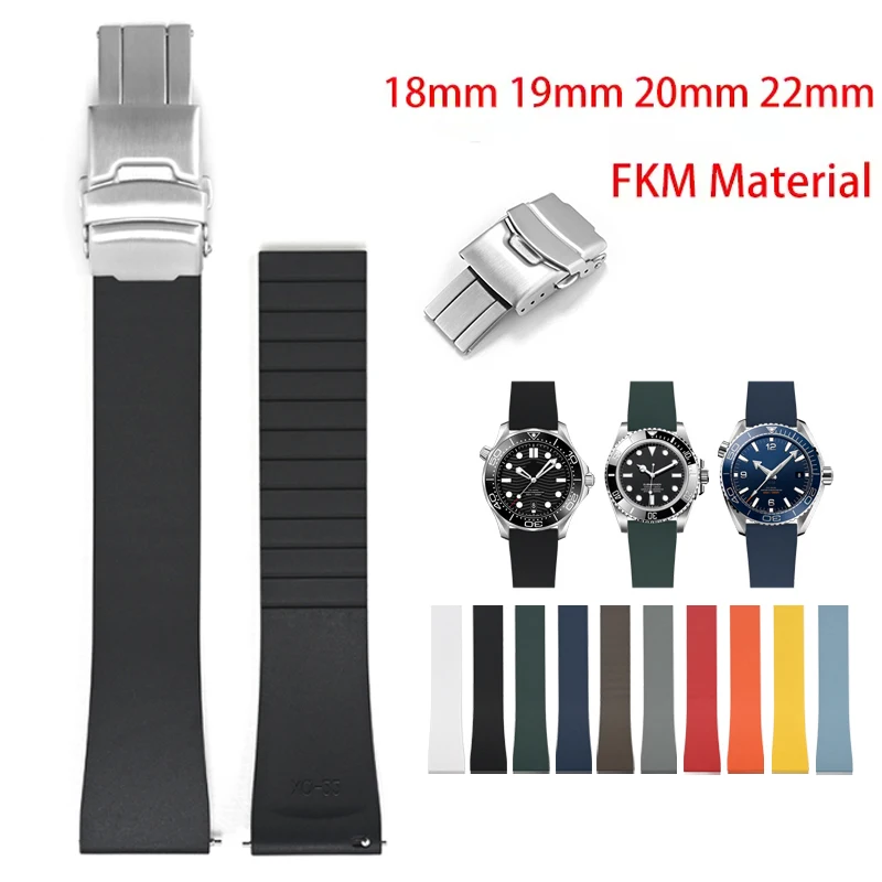 

Ремешок из фторкаучука CTS 18/19/20/21/22 мм FKM с быстросъемной застежкой для часов Cartier и Omega, регулируемый по размеру