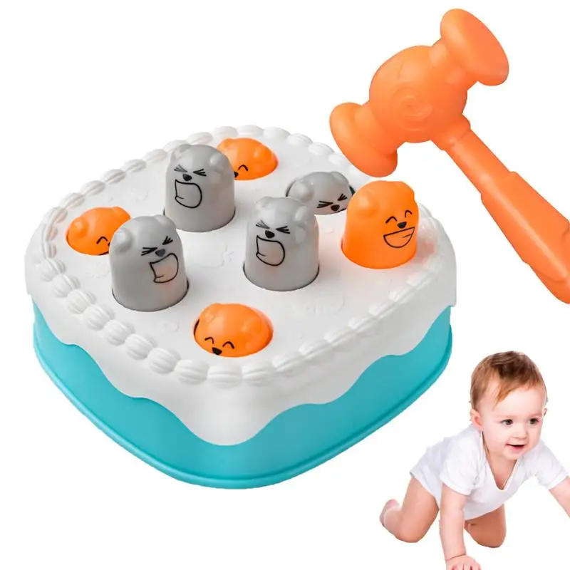 Whack Game Mole Interactive Cake Shape Hammer Games Early Learning and Interactive Play for Kids Toddler Pounding Preschool Toy